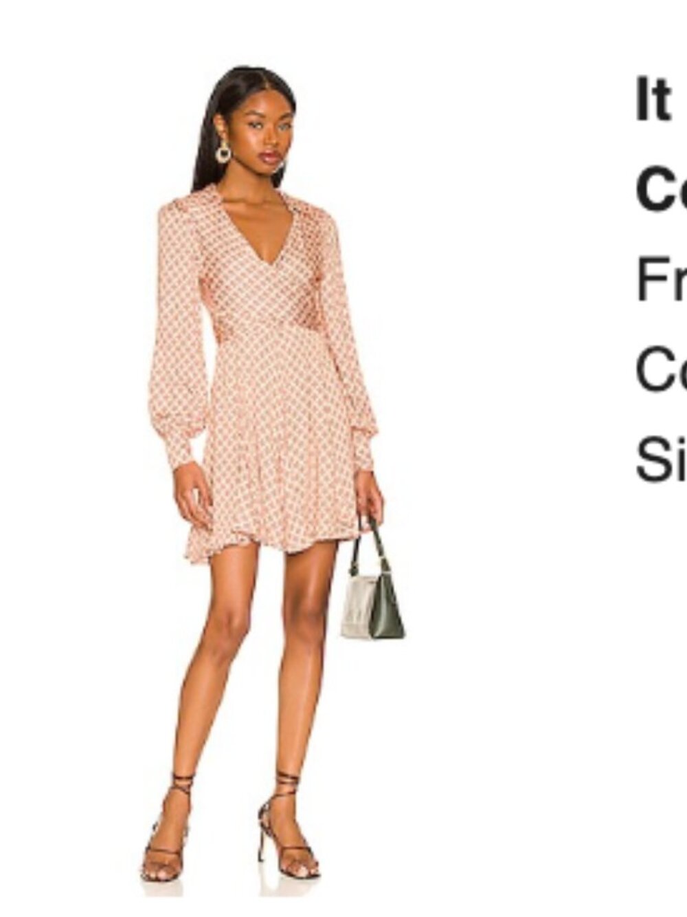 Free People It Takes Two Sleeve Mini Dress in Ivory Combo size M